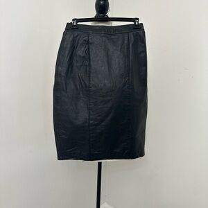 Genuine Black Leather Skirt